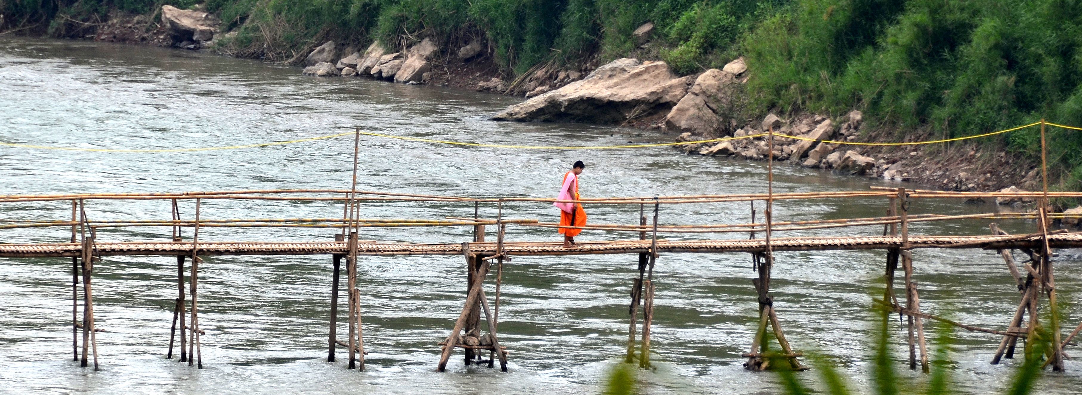 Rustic bridge in Mekong river